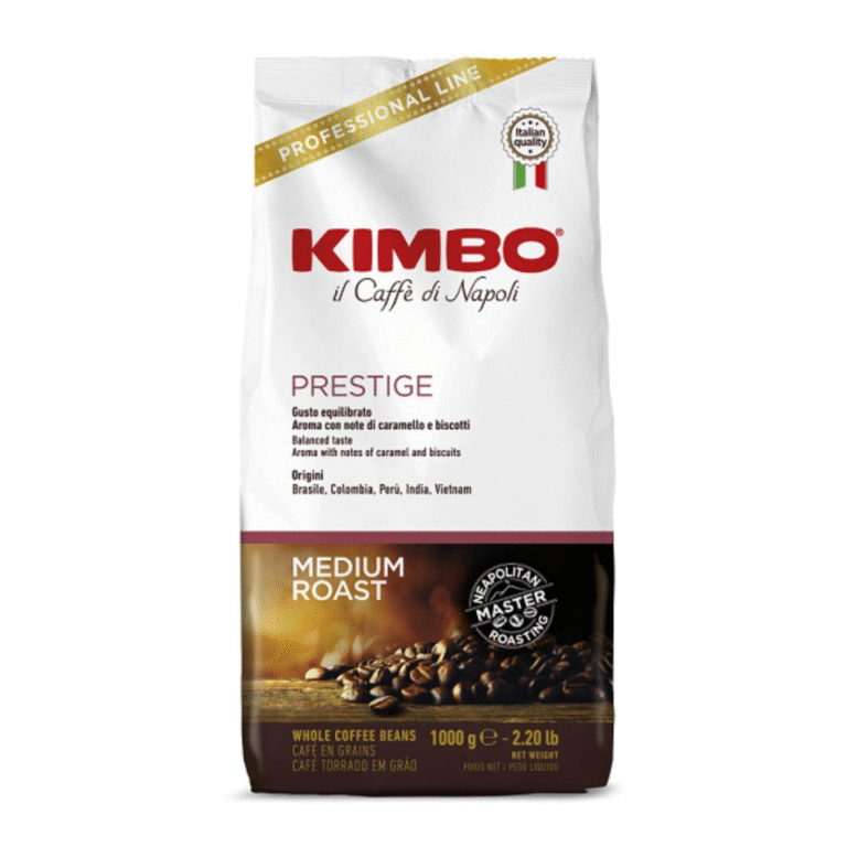Пакет Кафе На Зърна Kimbo Prestige Beans 1 кг с лого и етикет