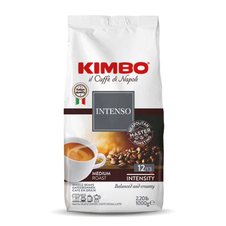Пакет кафе на зърна Kimbo Арома Интенсо 1 кг – тъмно изпечено кафе с плътен аромат