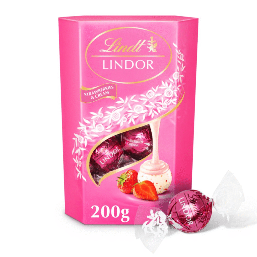 Бонбони Lindor Cornet с ягодов пълнеж 200 г – фин шоколад с неустоим ягодов център.