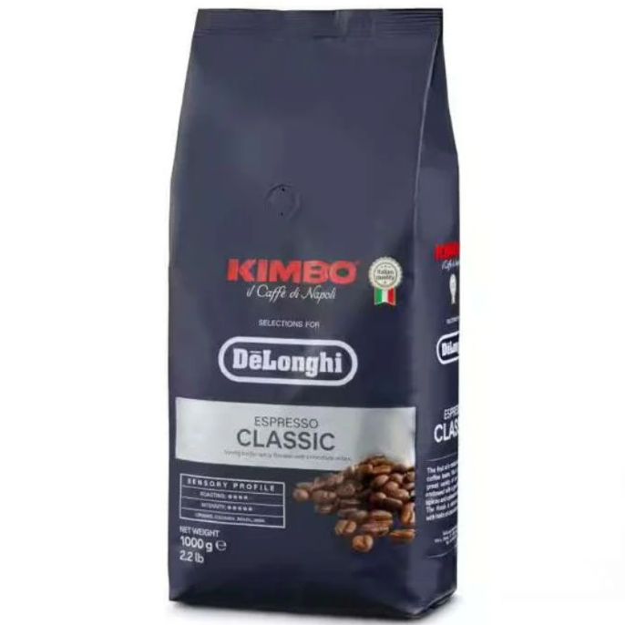 Пакет мляно кафе на зърна Kimbo De’Longhi Espresso Classic 1 кг – духът на Неапол в зърна.