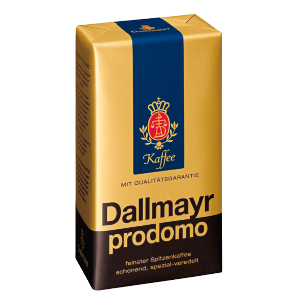 Кафе на зърна Dallmayr Prodomo безкофеиново 500 г – средно изпичане, 100 % арабика, мек вкус.