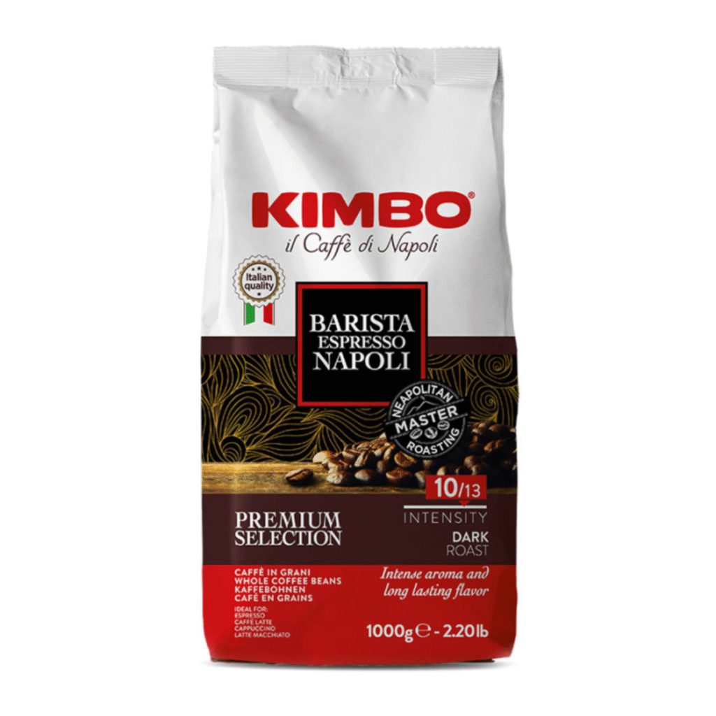 Пакет кафе на зърна Kimbo Napoli 1 кг – професионален еспресо бленд за бариста.