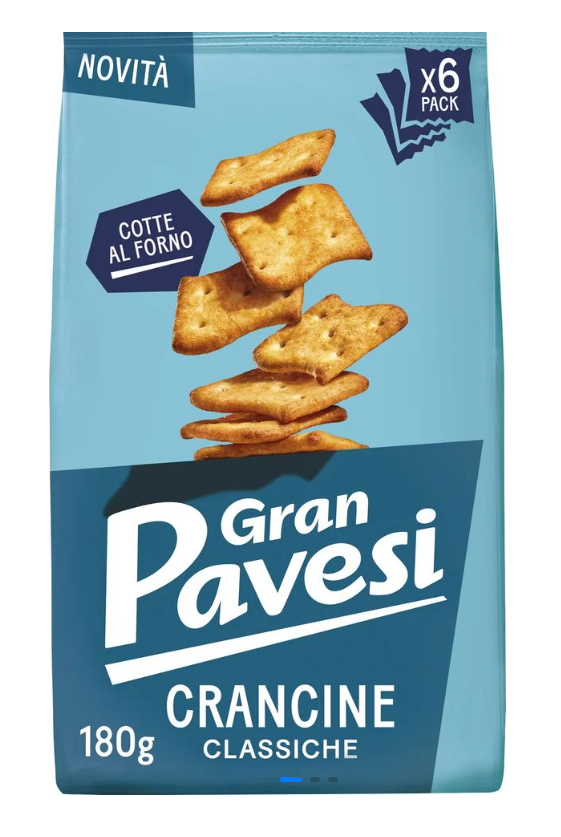 Опаковка 180 г Gran Pavesi снак Класик – хрупкава закуска с класически вкус.