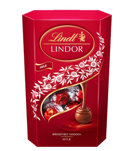 Опаковка Lindor Cornet бонбони с млечен шоколад и кремообразен пълнеж, 337 г.