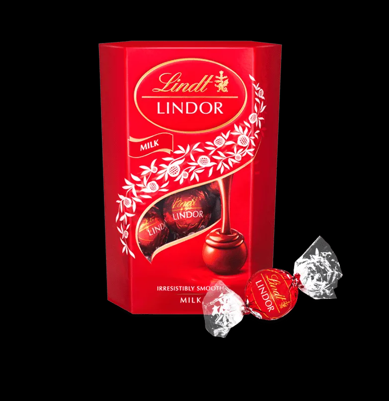 Опаковка Lindor Cornet бонбони с млечен шоколад и кремообразен пълнеж, 337 г.