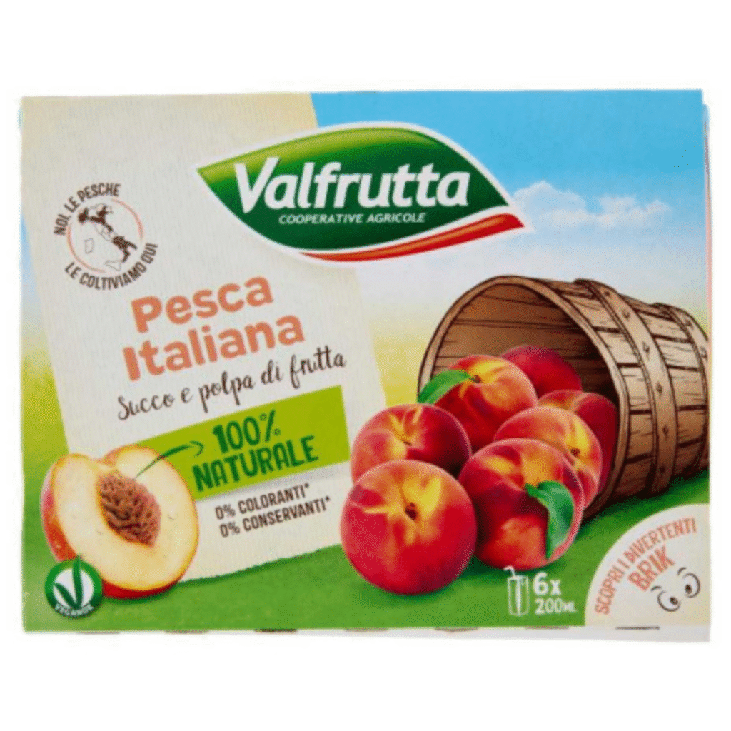 Опаковка 6x200 мл нектар Valfrutta праскова