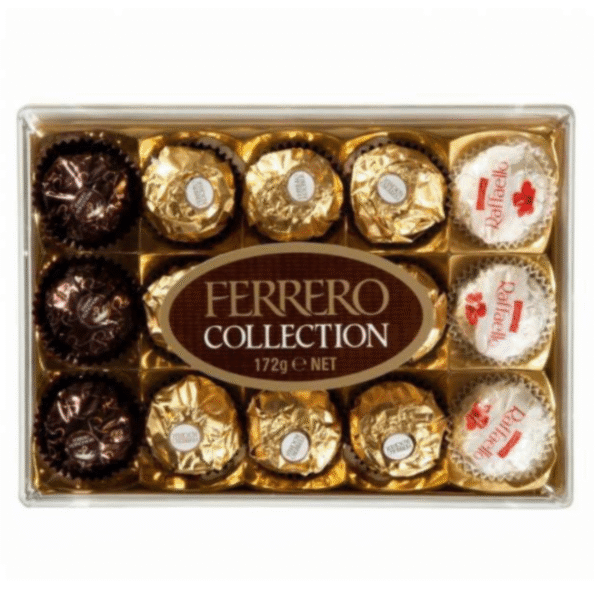 Колекция бонбони Ferrero 172 г – луксозна селекция от шоколадови бонбони с ядки