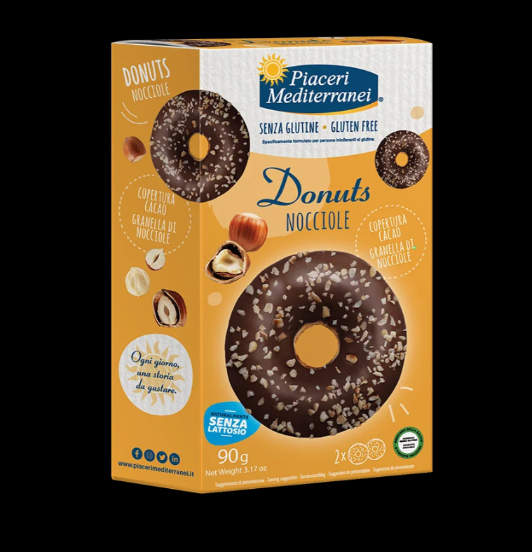 3845.png Безглутенова поничка Piaceri с пълнеж от лешников крем – 90 г, индивидуално опакована