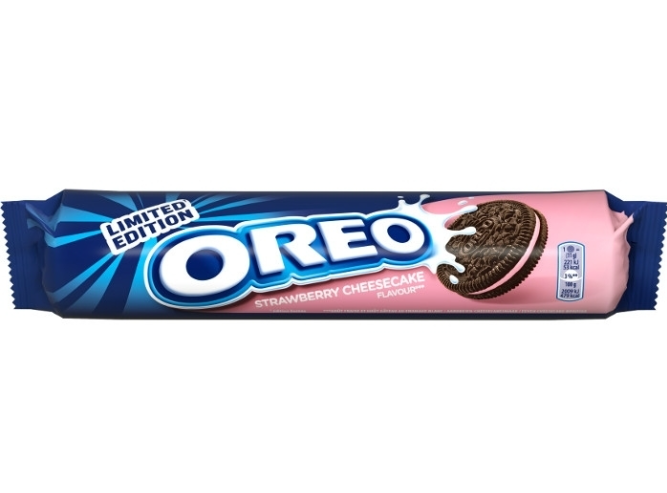 Бисквити Oreo с ягодов чийзкейк крем, опаковка 154 г
