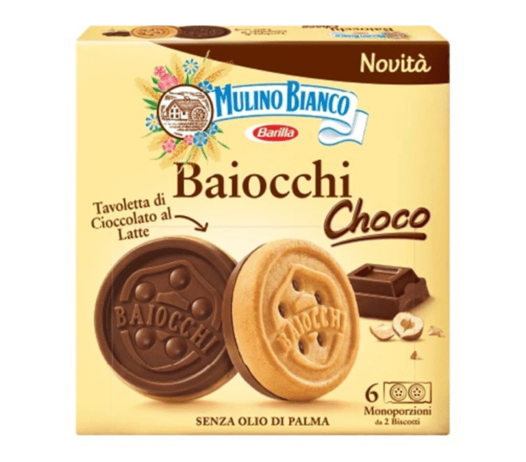 Бисквити Mulino Bianco Baiocchi Choco с какаов и лешников крем, 144 г – италианско сладко изкушение.