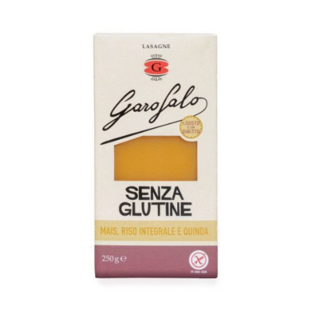 Пакет безглутенови кори за лазаня Garofalo 250 г – направени от царевично, оризово брашно и киноа