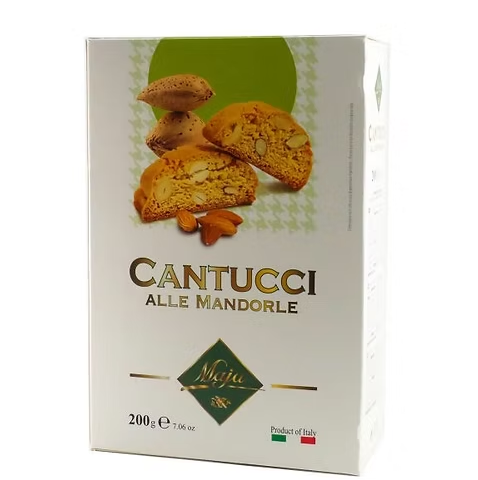Италиански кантучини Maja с цели бадеми в опаковка от 200 г – традиционно хрупкаво изкушение.