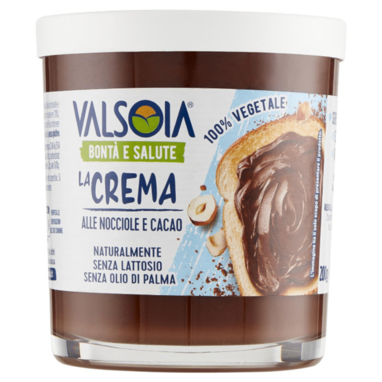 460343.png Буркан веган лешников крем Valsoia 200 г с растителен зелен етикет.