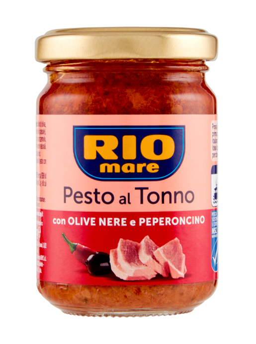 Бурканче песто Rio Mare с маслини и люта чушка – 130 г, с наситен и пикантен вкус