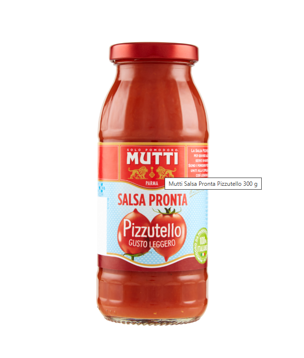460516.png Готов доматен сос Mutti Pizzutelo в стъклена бутилка 300 г
