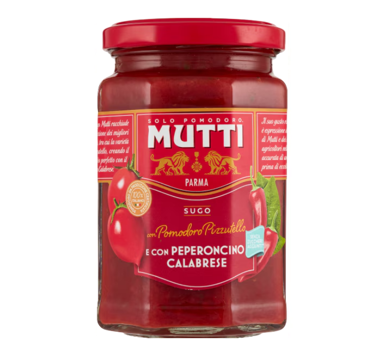 Стъклен буркан 280 г Mutti сос с домат и люта чушка