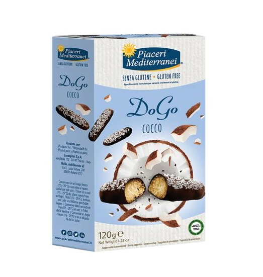 Безглутенови бисквитки с кокос и шоколадова заливка Piaceri – 120 г