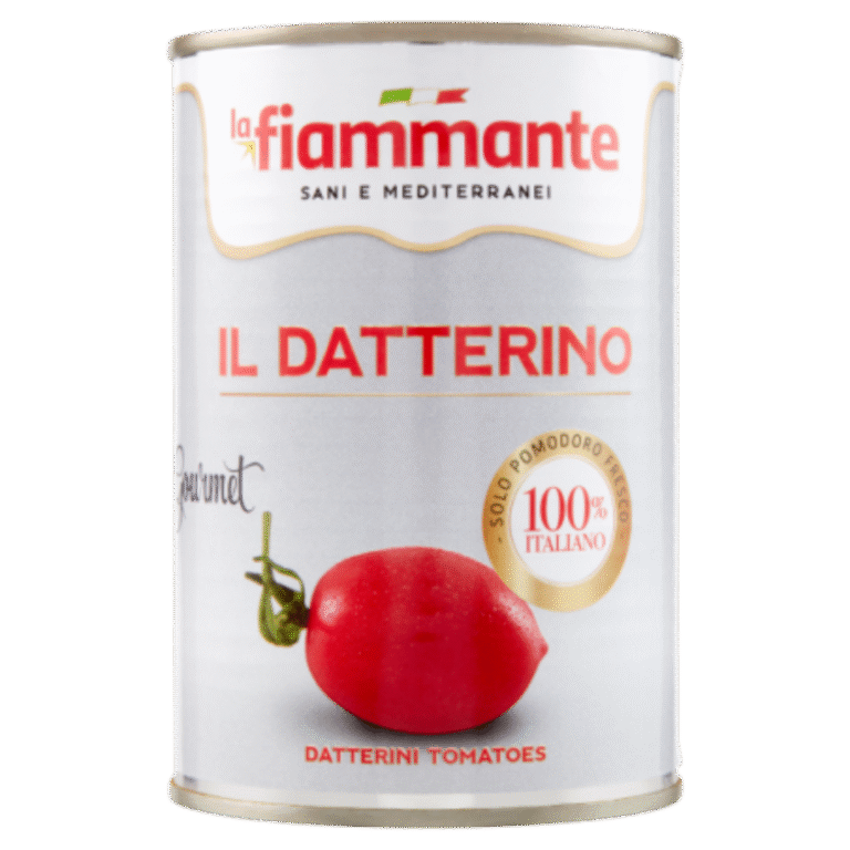 Консерва 400 г с белени доматчета Fiammante Datterini – италианско качество.