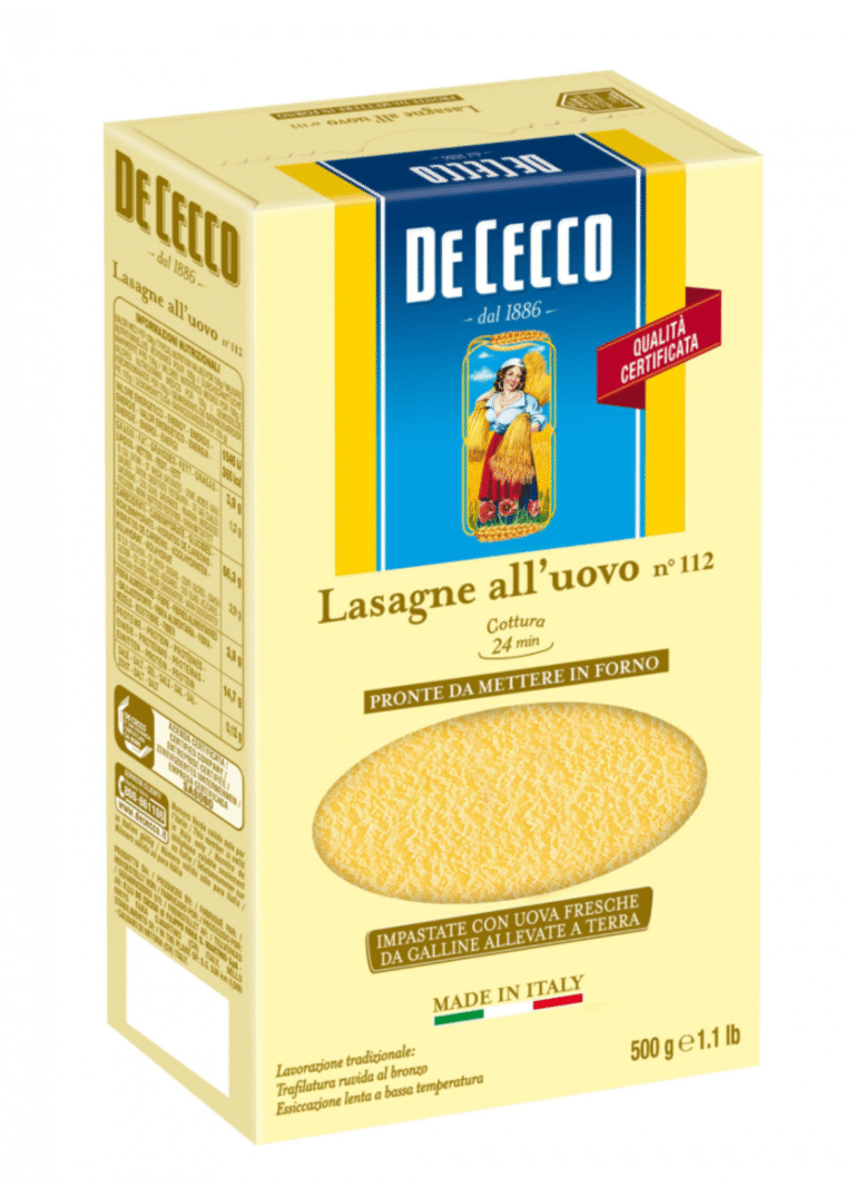 Опаковка 500 г Кори За Лазаня De Cecco – традиционни италиански кори от твърда пшеница.