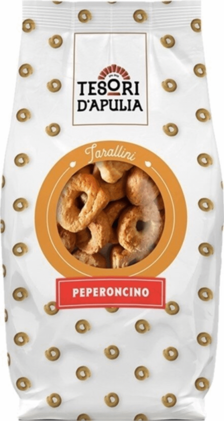 Опаковка Tesori D'Apulia Пикантни Таралини Ал Пеперончино 200 г.