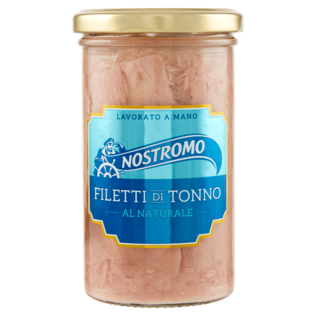 Опаковка Nostromo риба тон филета натурална 250 г – деликатна и сочна риба тон в собствен сок.