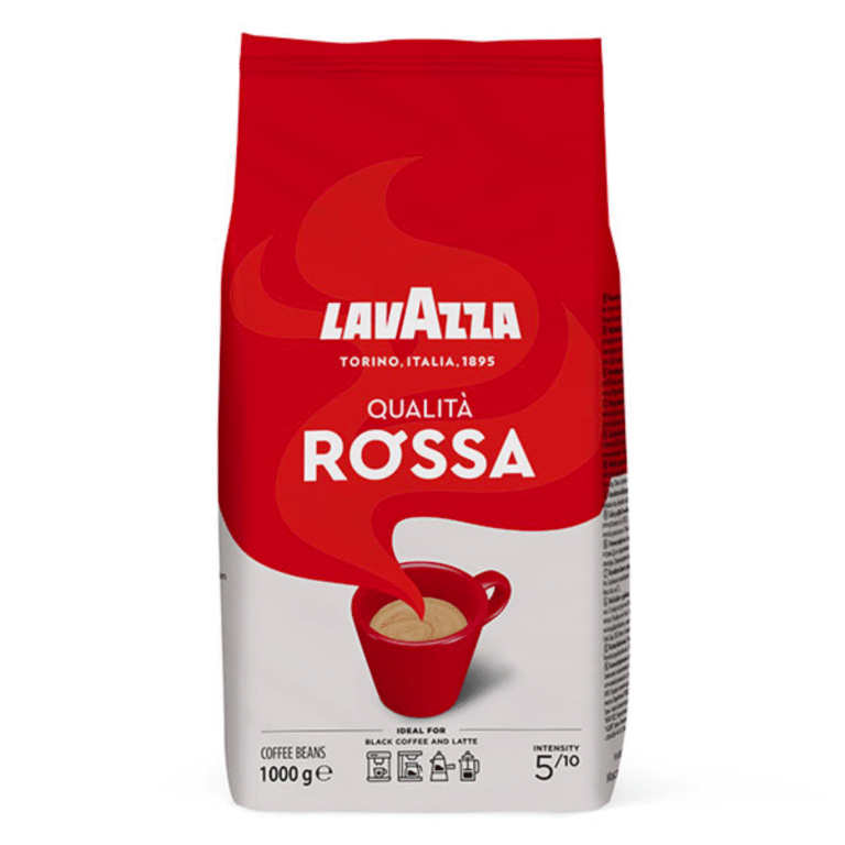 Опаковка 1 кг кафе на зърна Lavazza Qualita Rossa Espresso с класически червен дизайн