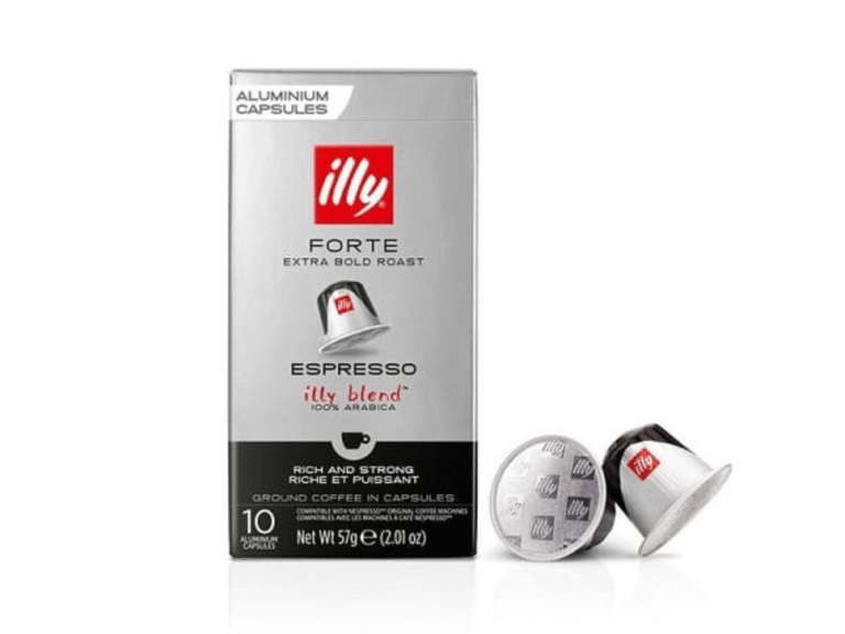 Кутия с 10 кафе капсули Illy Forte, съвместими с Nespresso, с тъмно опаковане