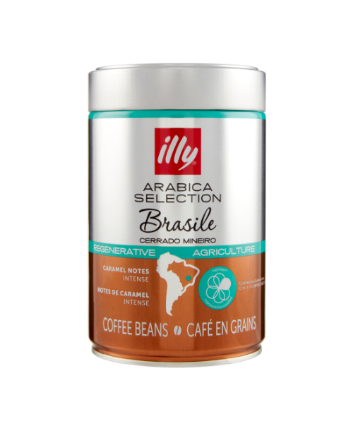 Опаковка 250 г кафе Illy Monoarabica Brasil на зърна с богат аромат