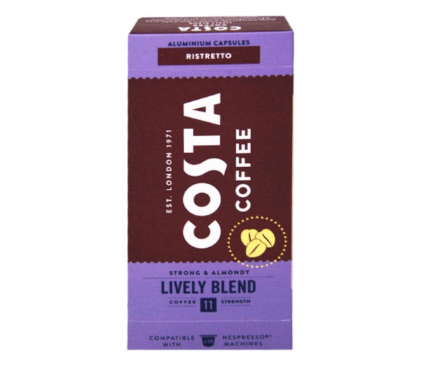 Опаковка кафе капсули Costa Lively Amazonian Blend за Nespresso 10 бр