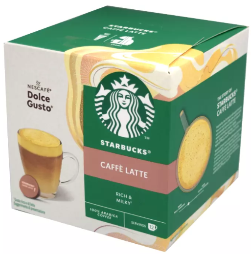 Кутия с 12 кафе капсули Starbucks Caffè Latte – съвместими с Dolce Gusto