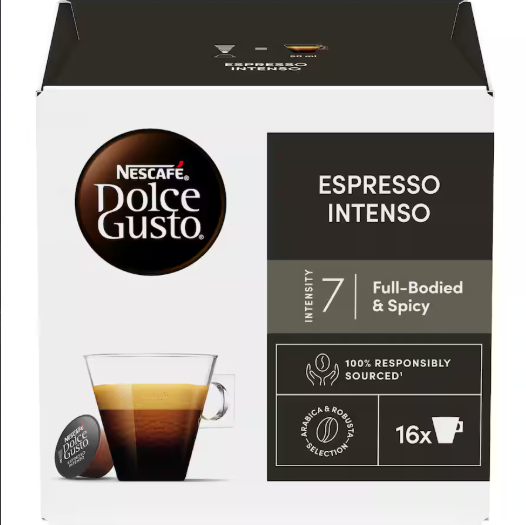 Кутия с 30 кафе капсули Nescafé Dolce Gusto Espresso Intenso – наситено еспресо с крема