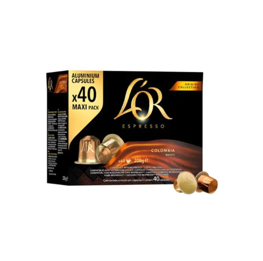 Кутия с 40 кафе капсули L'OR Colombia Nespresso – 100% арабика с плодов вкус