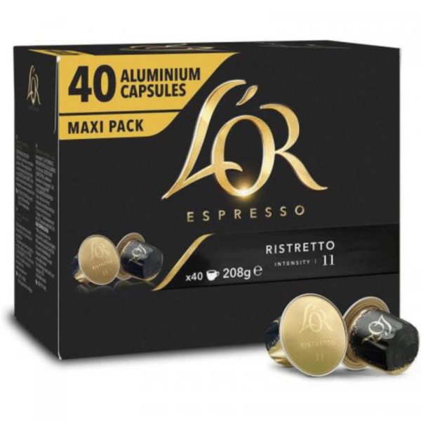 Кутия с 40 кафе капсули L'OR Ristretto Nespresso – силно и плътно еспресо