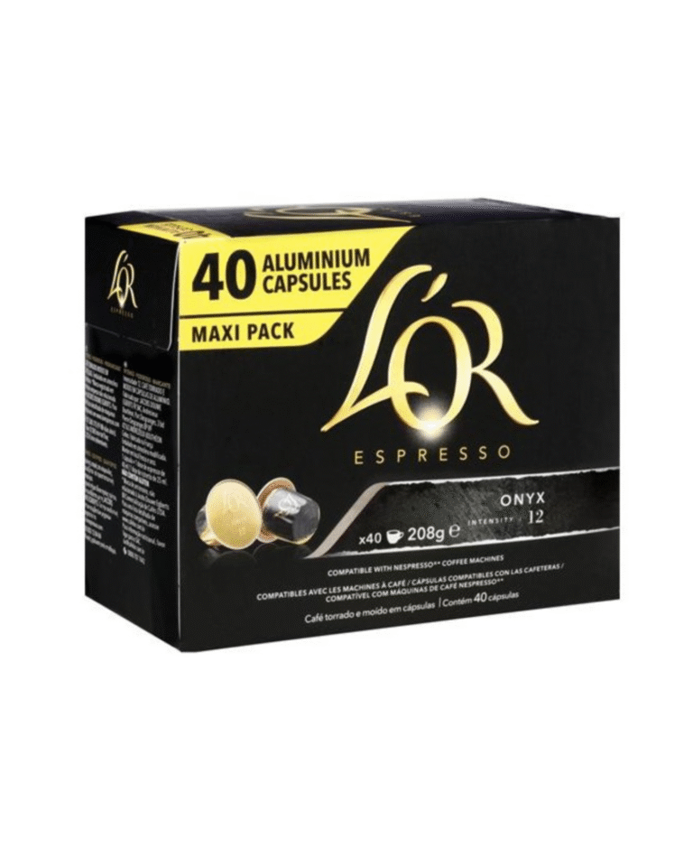 Кутия с 40 кафе капсули L'OR Onyx Nespresso – силно и интензивно еспресо