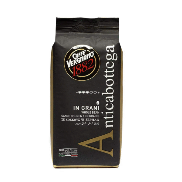 Пакет кафе на зърна Vergnano Antica Bottega 1 кг – 100% арабика с мек вкус и плътен аромат