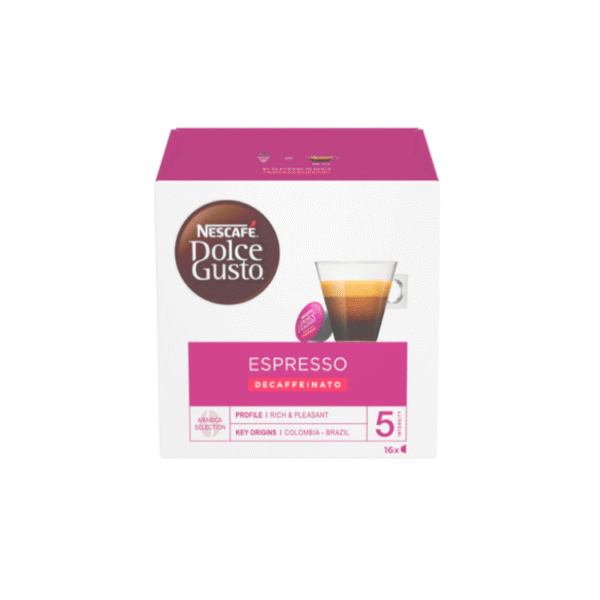 Кутия с 16 капсули Nescafe Dolce Gusto Espresso Decaff – безкофеиново кафе за кафе машина