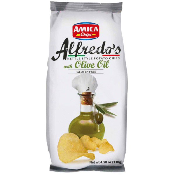 Ръчно приготвен чипс Amica Alfredo’s с маслиново масло 130 г пакет