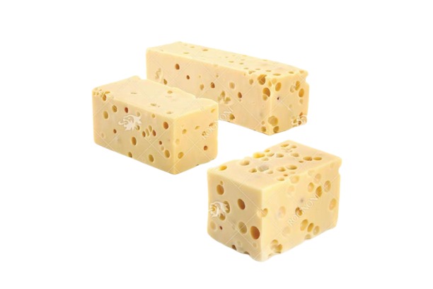 Парче сирене Emmental Paysan Breton с характерни дупки