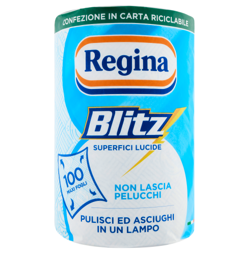 Кухненска ролка Regina Blitz с 100 листа – силна абсорбция и издръжливост.