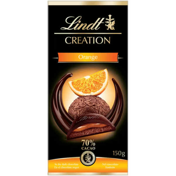 Lindt Creation тъмен шоколад с портокалов мус 70% какао, 150 г