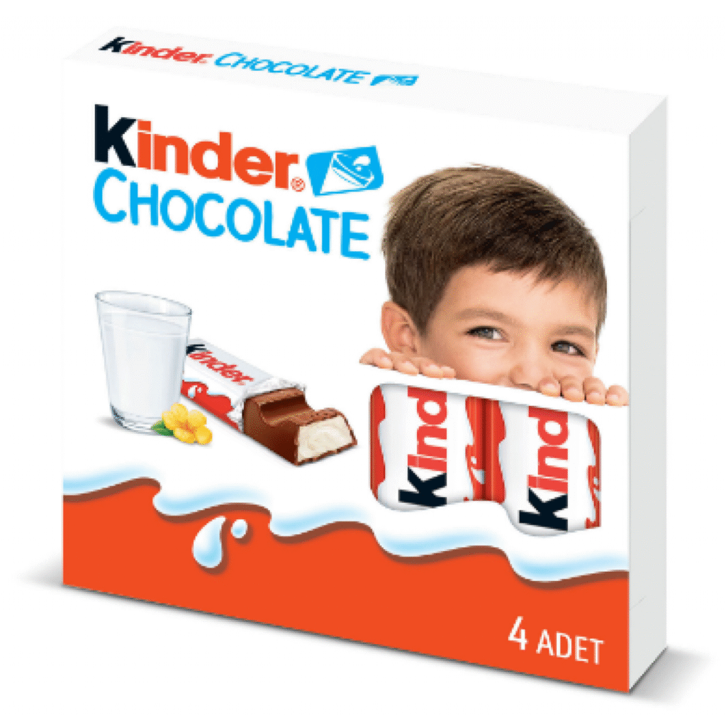Шоколад Kinder от Ferrero – 50 г с кремообразна млечна сърцевина.