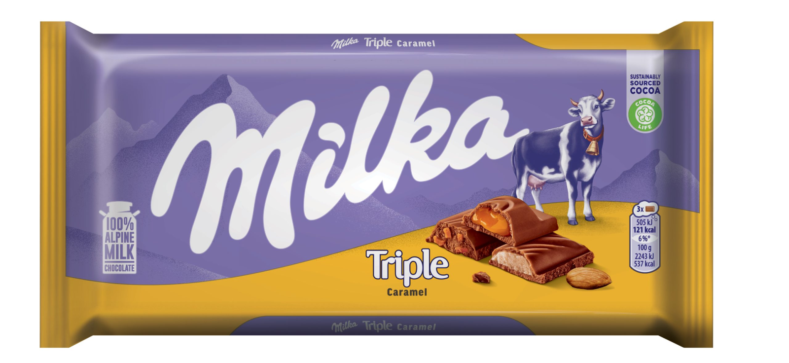 530177.png Milka Трипъл Карамел млечен шоколад, 90 г опаковка