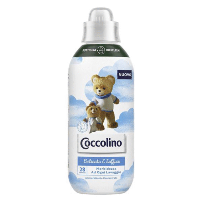 Бутилка омекотител Coccolino Delicato Soffice 645 ml с нежен аромат.
