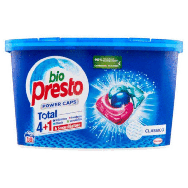 Опаковка с 18 капсули за пране Bio Presto Power Caps Classico.