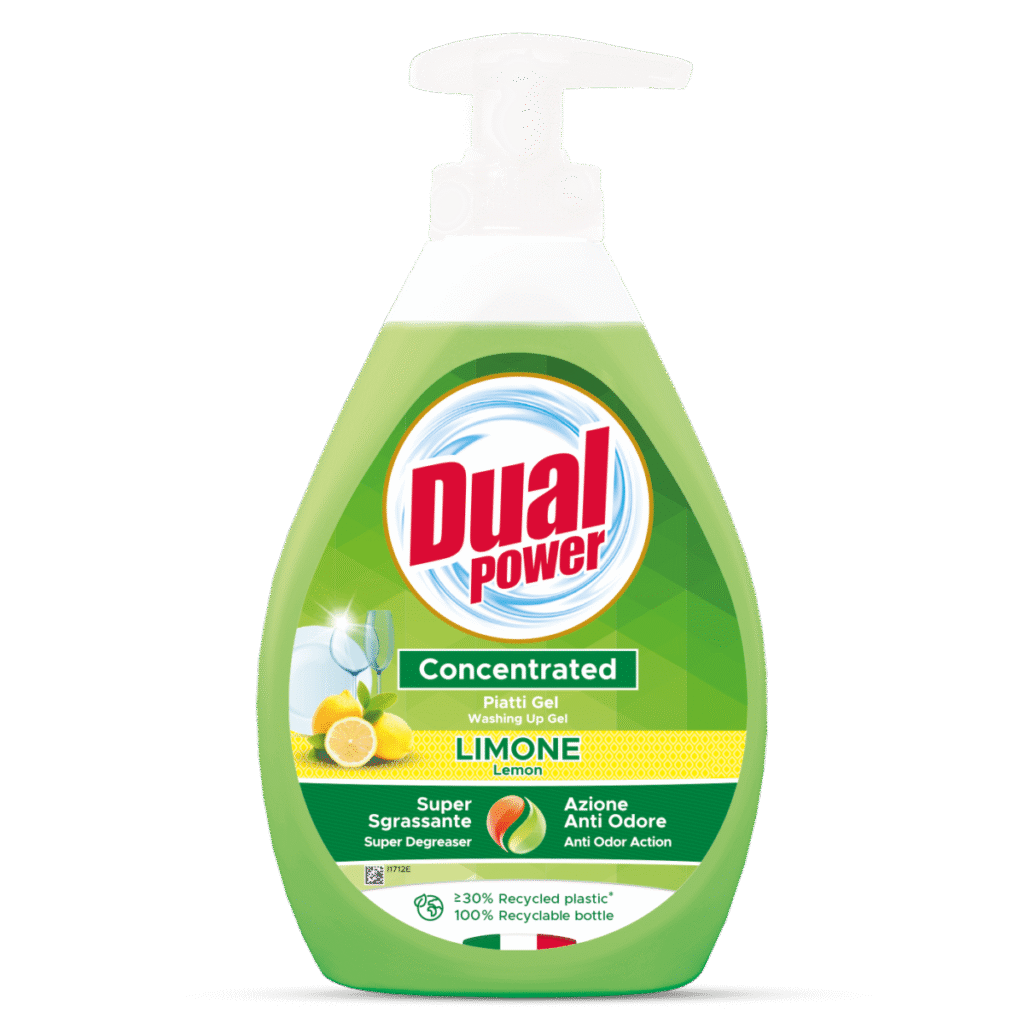 Бутилка 300 ml концентриран препарат за съдове Dual Power с лимонов аромат