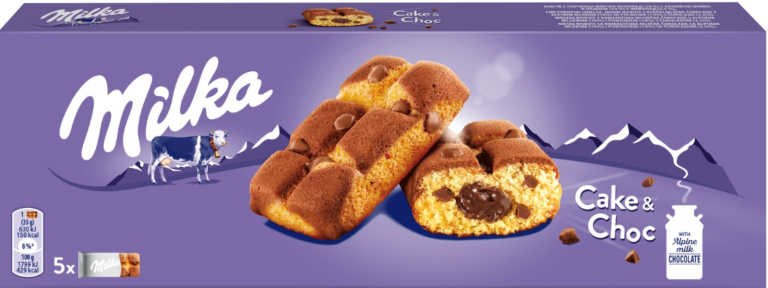 Milka Cake & Choc кексчета с парченца шоколад, опаковка 175 г