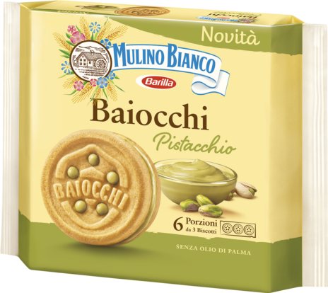 Бисквити Mulino Bianco с пълнеж от шамфъстък, опаковка 168 г