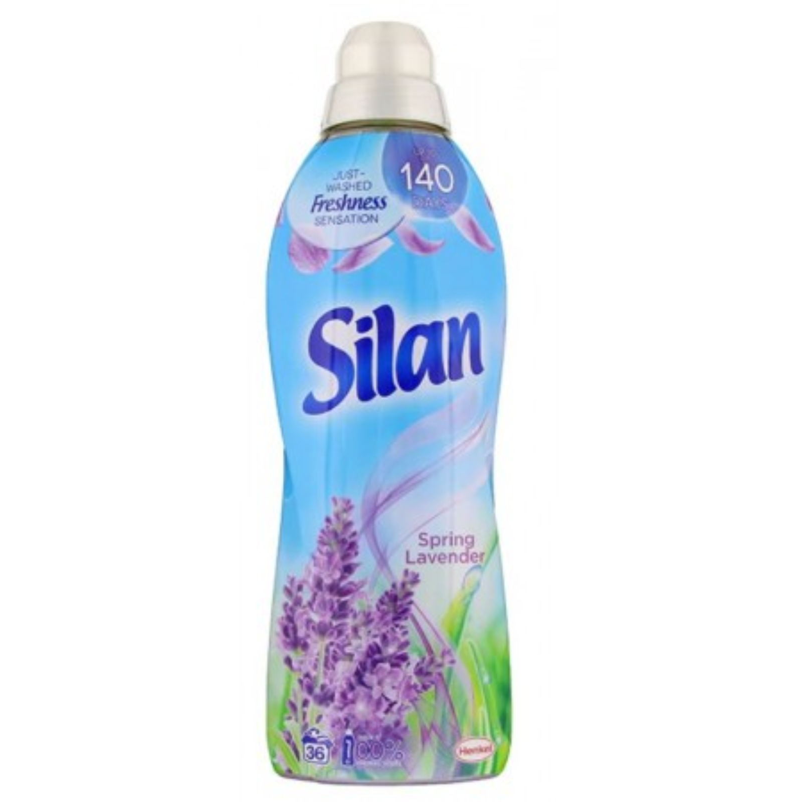 710147 (1) Омекотител Silan Spring Lavender 900 мл – бутилка с пролетен аромат на лавандула и копринена мекота за прането.
