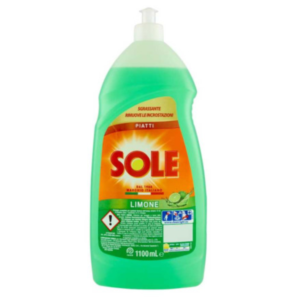 Пластмасова бутилка с препарат за съдове Sole Лимон 950+150 мл