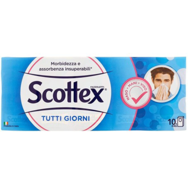 Опаковка на носни кърпи Scottex 4 пласта 10 броя.